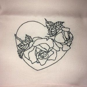 New Hand Embroidered Pink Heart Rose Pillowcase